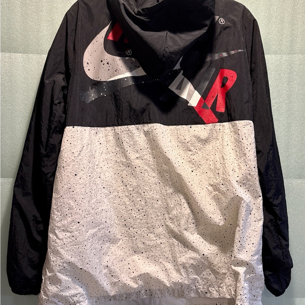 Jumpman Nike Air Jordan Windbreaker Jacket SZ Large Black White Full Zip Hoodie - Picture 5 of 11